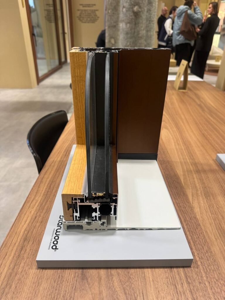 perfil de ventana sección fensterbau 2026 aluminio madera doble acristalamiento