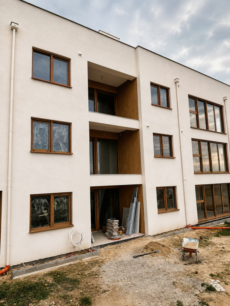 instalación profesional de ventanas de aluminio efecto madera en Nin Croacia