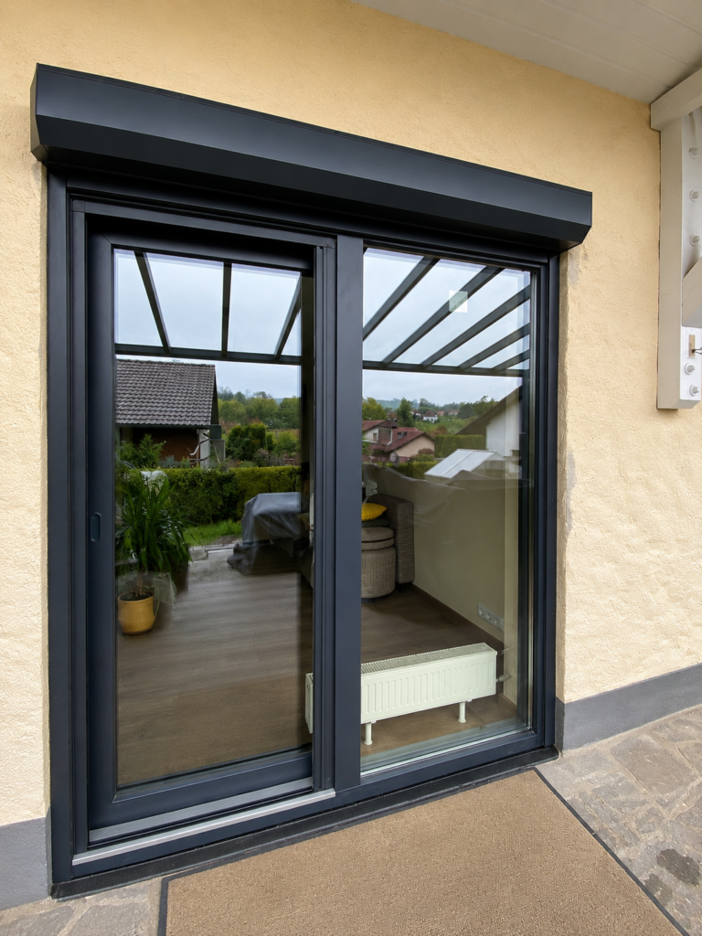 Acristalamiento con triple vidrio energéticamente eficiente en terraza residencial