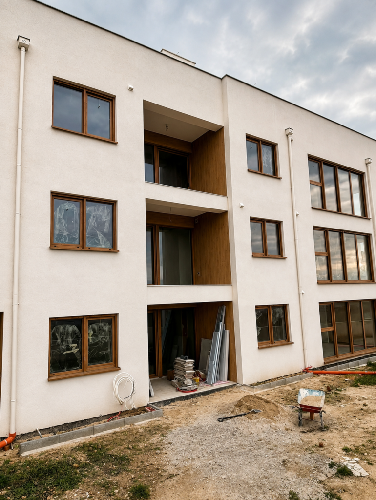 instalación profesional de ventanas de aluminio efecto madera en Nin Croacia